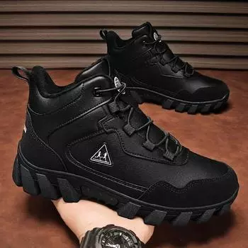 Кроссовки для мужчин 2025 новые зимние ботильоны мужские повседневные зимние туфли модные нескользящие уличные мужские безопасная рабочая одежда обычная кожа 39 серый