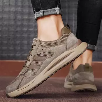 Кроссовки для мужчин на открытом воздухе, нескользящие, дышащая сетка, повседневная обувь, однотонная обувь для бега, отдыха, спорта, универсальные мужские кроссовки 38 серый