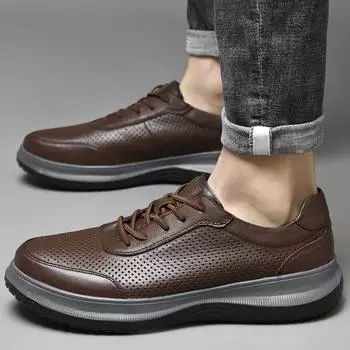 кроссовки для мужчин на шнуровке обувь для улицы из натуральной кожи повседневные плоские мягкие мужские кроссовки мокасины мужские кроссовки мужские 6.5