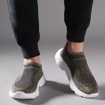 Кроссовки для мужчин, осенняя дышащая повседневная обувь, легкая обувь на платформе, модные эластичные носки, низкие вулканизированные туфли 2024 42 серый