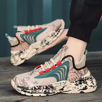 Кроссовки для мужчин, повседневная обувь, новая модная сетчатая легкая мужская обувь, баскетбольная обувь для тенниса, дышащая спортивная обувь на платформе 39 бежевый