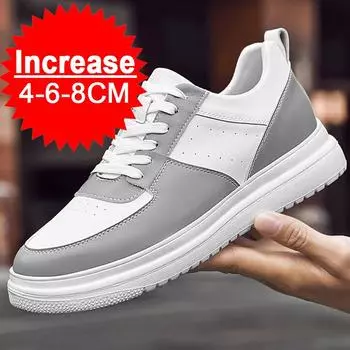 Кроссовки для мужчин, увеличивающие рост, стелька 8 см, белые, серые, высокие, мужские, для отдыха, модные, спортивные, большие размеры 36-46 41