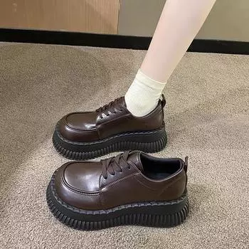 Кроссовки для отдыха для женщин на плоской подошве из полиуретана со шнуровкой на высоком каблуке с круглым носком Женская обувь на плоской платформе из вулканизированной кожи Большие размеры Zapatos 35 белый