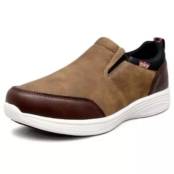 кроссовки для широкой высокой стопы из ПУ, не для ходьбы [EDWIN] Слипоны мужские, 6E, ширина, подъем, водонепроницаемые, легкие, нескользящая подошва, кожа, шнурки, обувь,