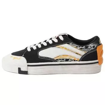 Кроссовки для скейтборда Li Ning X-Girl X, нескользящие, прочные, с низким верхом, женские, цвет черный, белый, желтый AGCQ572-1 36