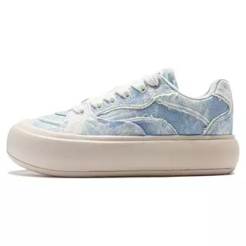 Кроссовки для скейтбординга Li Ning Puff Platform Non-Slip Low-Top, женские, кроссовки Denim-Sky-Blue AZGT026-10 35