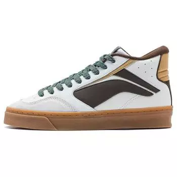 Кроссовки для скейтбординга Li Ning We Wu с противоскользящим покрытием, средней высоты, мужские, белые, коричневые, AECU007-1 39