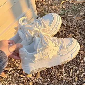 Кроссовки для скейтбординга на платформе в стиле Гонконга, женские, модные, универсальные, повседневные, спортивные, белые, новинка весны 35 бежевый