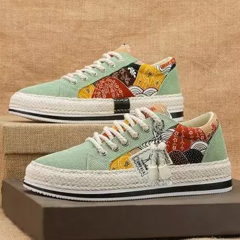 Кроссовки для студентов, молодежи, повседневные, модные туфли с низким верхом, мужская обувь на весну и лето 2024 года, новые модные тканевые туфли для мужчин 39