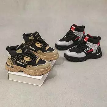 Кроссовки для тенниса для мальчиков, ботильоны для девочек, детская спортивная обувь, студенческая обувь для детей и подростков, обувь цвета хаки для походов на открытом воздухе, большие размеры EU:32 чёрный