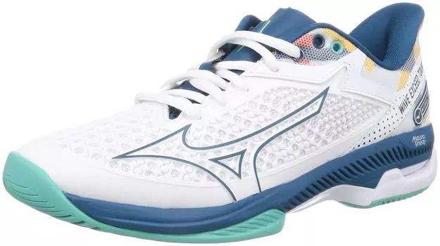 Кроссовки для тенниса Wave Exceed TOUR 5 AC All Court Club Activities Lightweight Game Court Soft cm 2E [Mizuno] Белый/Сине-зеленый/Бирюзовый 29.0