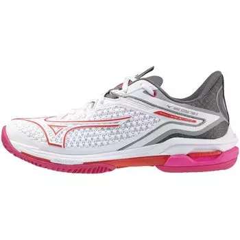 Кроссовки для тенниса Wave Exceed TOUR 6 OC Искусственная трава для корта Клубные мероприятия Легкие мягкие теннисные жесткие теннисные туфли Белые x Розовые x Красные см E [Mizuno]