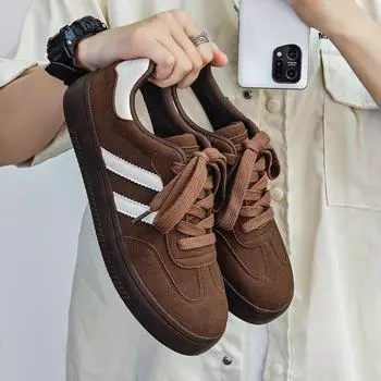 Кроссовки для тренировок в немецком стиле в стиле ретро: Туфли Forrest Gump из матовой замши, мужская повседневная спортивная обувь, осенняя коллекция 2024 года. 39 коричневый