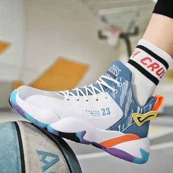 Кроссовки для уличного баскетбола для мужчин, для учеников младших классов средней школы, модные спортивные кроссовки для бега, корейская версия, кожаные дышащие кроссовки для помещений, звезда Нет. 23 39