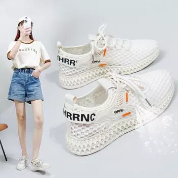 Кроссовки для женщин, повседневные кроссовки для бега с дышащей сеткой, нескользящая легкая прогулочная обувь, женские теннисные кроссовки, летние спортивные туфли для тренировок 35 белый