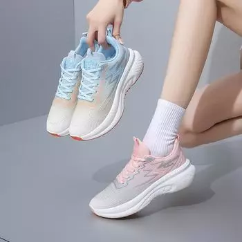 Кроссовки для женщин, повседневные сетчатые дышащие кроссовки на шнуровке для ходьбы, женские легкие нескользящие удобные кроссовки для бега, тенниса, тренировок в спортзале, беговой обуви 35 розовый