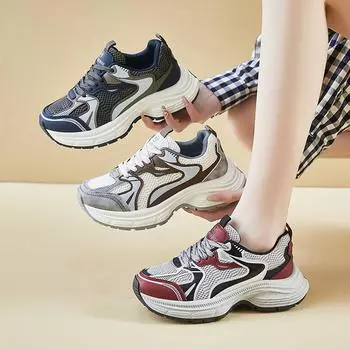 Кроссовки для женщин, повседневные, спортивные, прогулочные, удобные, на толстой платформе, теннисные, беговые, женские, нескользящие, на шнуровке, легкие, спортивные туфли 35