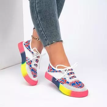 Кроссовки Flower Fly-Woven, женские модные туфли на плоской подошве, большого размера, дышащие, на шнуровке, на платформе 36 белый