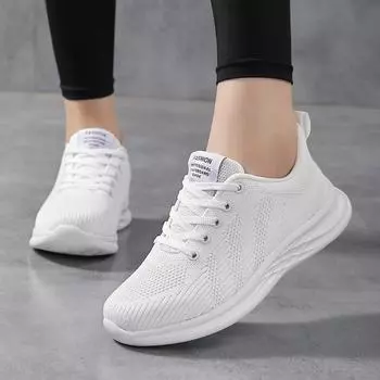 Кроссовки Fly-knit для женщин больших размеров повседневная обувь 35 белый