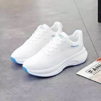 Кроссовки Flying с мягкой подошвой, женские, весна и осень, новые универсальные, легкие, из кокоса, дышащие, повседневные спортивные кроссовки 35 белый