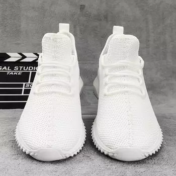 Кроссовки Four Seasons Lightweight Fly-woven, дышащая сетка, мужские кроссовки для бега, большой размер, молодежная трендовая обувь на платформе 39