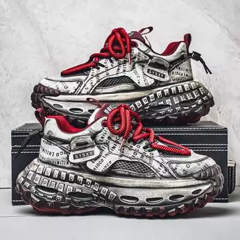 Кроссовки Four Seasons с толстой подошвой, дышащий, удобный верх, нескользящая, износостойкая подошва, оригинальная обувь, мужская повседневная спортивная обувь 39