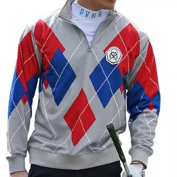 Кроссовки Golf Half Zip с длинным рукавом, трендовые, удобные, стильные, популярные, клетчатые, размер XL, серые [DIVINER GOLF] мужские серый