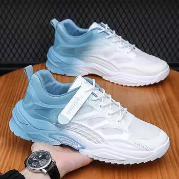 Кроссовки Gradient Men Sneakers Breathable Mesh Running Shoes Tenis Masculino 2024 Fashion Comfortable Lace Up Casual Men Vulcanized Shoes 39 чёрный