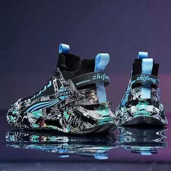 Кроссовки High Street с граффити, мужские легкие кроссовки для бега с лезвиями, женские удобные амортизирующие носки, спортивная прогулочная обувь, мужская обувь 36