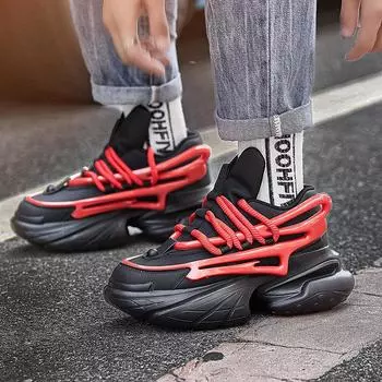 Кроссовки hunky большого размера мужские дизайнерские спортивные туфли модные повседневные кожаные тканевые дышащие туфли на платформе с увеличенной высотой 39 чёрный