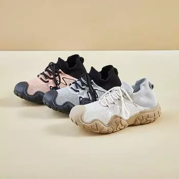 Кроссовки из дышащей сетки для женщин Кроссовки на толстой платформе для бега Кроссовки на шнуровке для ходьбы Удобная женская спортивная обувь для тенниса 35 чёрный