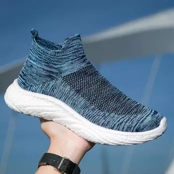 Кроссовки из дышащей сетки, повседневные модные тенденции, простые мужские туфли с толстой подошвой, для полетов, тканые, для поездок на работу, повседневные женские туфли 35