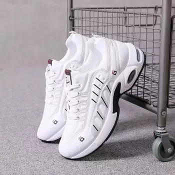 Кроссовки из искусственной кожи для мужчин с воздушной подушкой, фирменные дизайнерские спортивные туфли в полоску 2024 года, мужские кроссовки для активного отдыха на открытом воздухе Four Seasons 39 белый