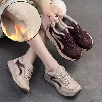 Кроссовки из натуральной кожи Johnature, теплые хлопковые туфли в стиле ретро, универсальные повседневные женские туфли 35 красный