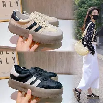 Кроссовки из натуральной кожи на плоской подошве, одинарные туфли, спортивные туфли, белые туфли, повседневная женская обувь Gump 35 бежевый