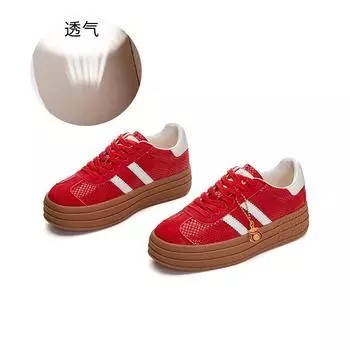 Кроссовки из натуральной кожи немецкого производства для женщин, весна-лето 2025, новые кроссовки на платформе и сетке, универсальные, ретро, красные, Forrest Gump 35