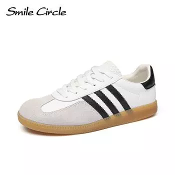 Кроссовки из натуральной кожи с круглым носком на шнуровке, модная удобная женская обувь 35 белый