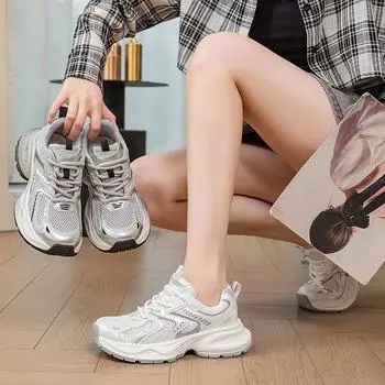 Кроссовки из натуральной кожи с тонкой сеткой красного цвета с толстой подошвой, дышащие, повседневные кроссовки 35 белый