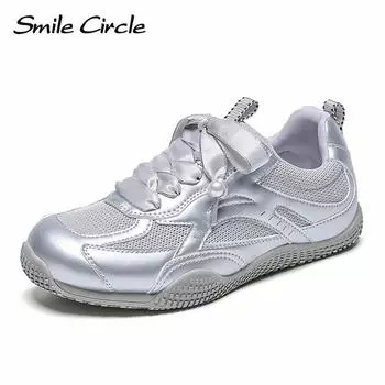 Кроссовки из сетки с круглым носком на шнуровке, дышащая модная повседневная обувь 35 серый