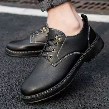 Кроссовки из вулканизированной кожи для мужчин, весна-осень, черные, летние, дышащие, на шнуровке, для работы, не из кожи, брендовые, без застежек, кроссовки мужские 38