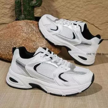 Кроссовки из вулканизированной сетки на плоской подошве со шнуровкой, дышащая платформа для женщин, нескользящая спортивная обувь для отдыха на открытом воздухе, размер 43 38 чёрный