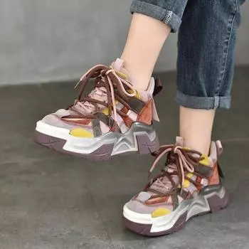 Кроссовки Johnature из натуральной кожи, повседневная зимняя плюшевая женская обувь, спортивная обувь разных цветов на толстой подошве в стиле ретро