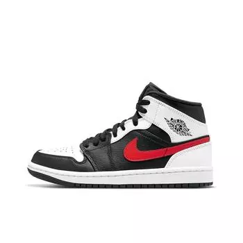 кроссовки Jordan 1 Mid Black Chile Red White 554724-075