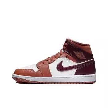 кроссовки Jordan 1 Mid Dusty Peach Night Maroon (Women s) BQ6472-200
