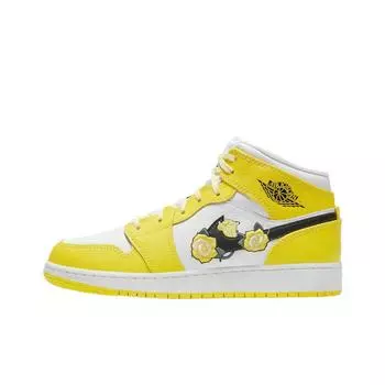 кроссовки Jordan 1 Mid Dynamic Yellow Floral (GS) AV5174-700