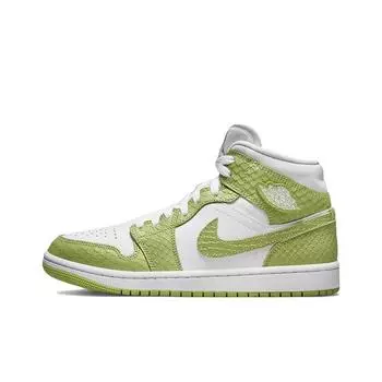 кроссовки Jordan 1 Mid Green Python Vintage basketball shoes Female DV2959-113