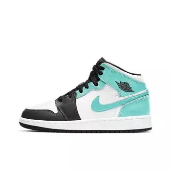 кроссовки Jordan 1 Mid Island Green Tropical Twist Igloo (GS) 554725-132