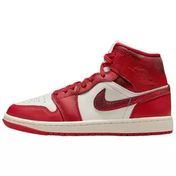 Кроссовки Jordan 1 Mid SE Красная потрескавшаяся кожа (Женский)(HJ9337-106) 39