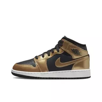 кроссовки Jordan 1 Mid SE Metallic Gold Black (GS) DR6967-071
