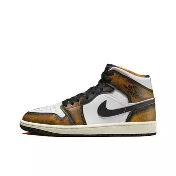 кроссовки Jordan 1 Mid SE Orange Wear Away Vintage basketball shoes Male DQ8417-071